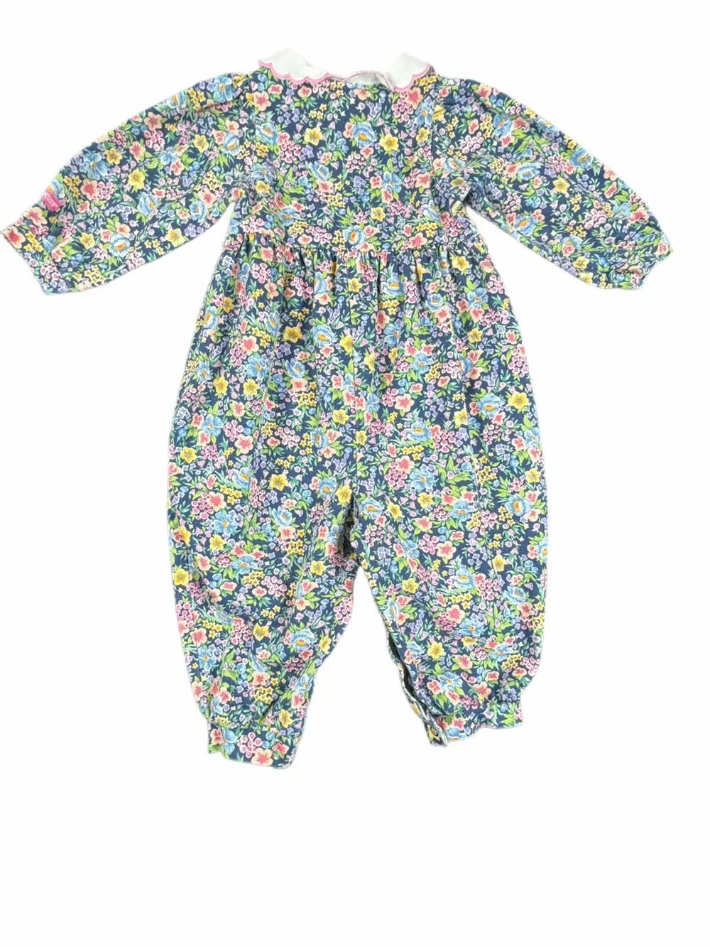 Vintage OSHKOSH Denim Floral One Piece Romper - 18M